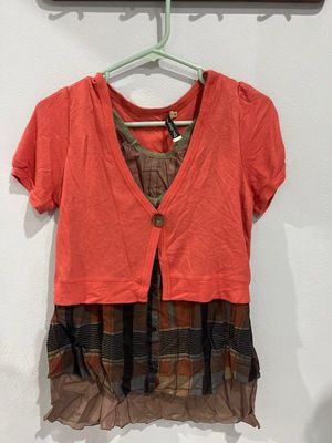 Cardigan with Brown Tanktop Size M