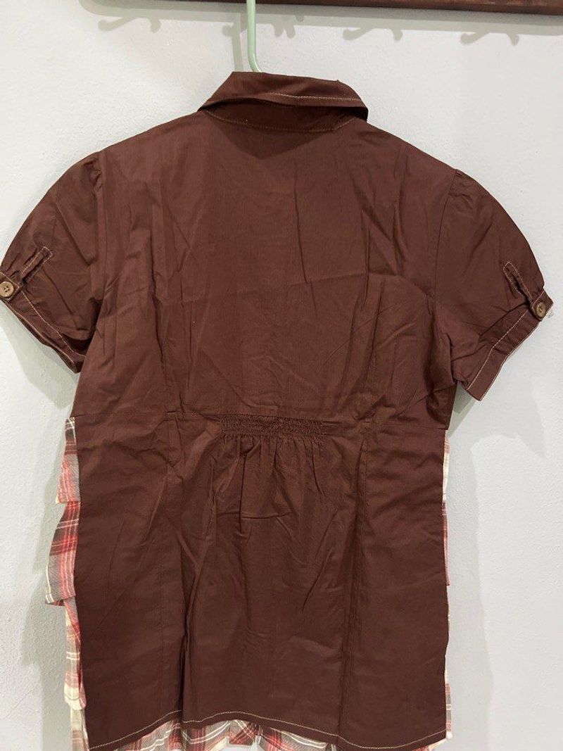 Brown Checkered Shirt Size M, foto 3