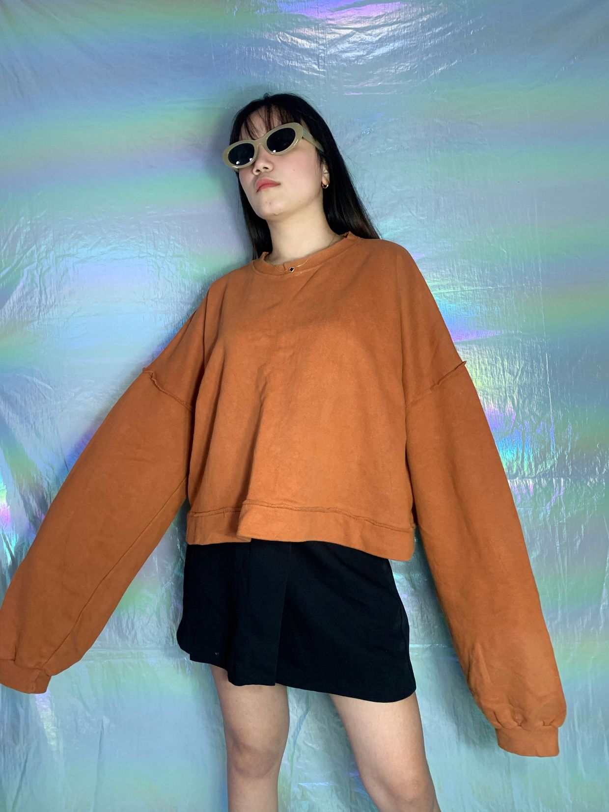 Crop Kessel Backprint brown🤎 Lengan super, foto 4