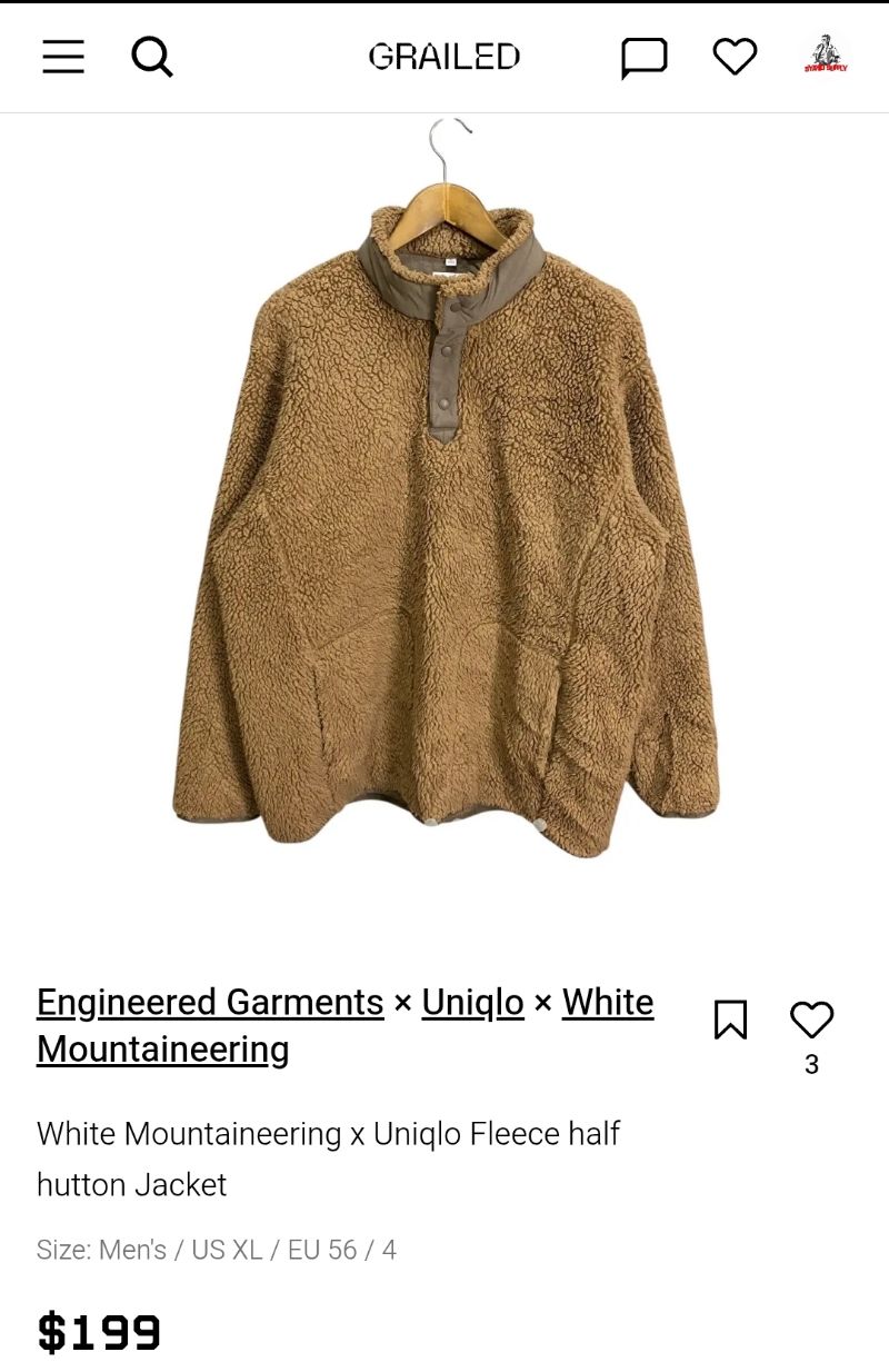 Uniqlo x White Mountaineering Half Button Fleece Jacket, foto 3