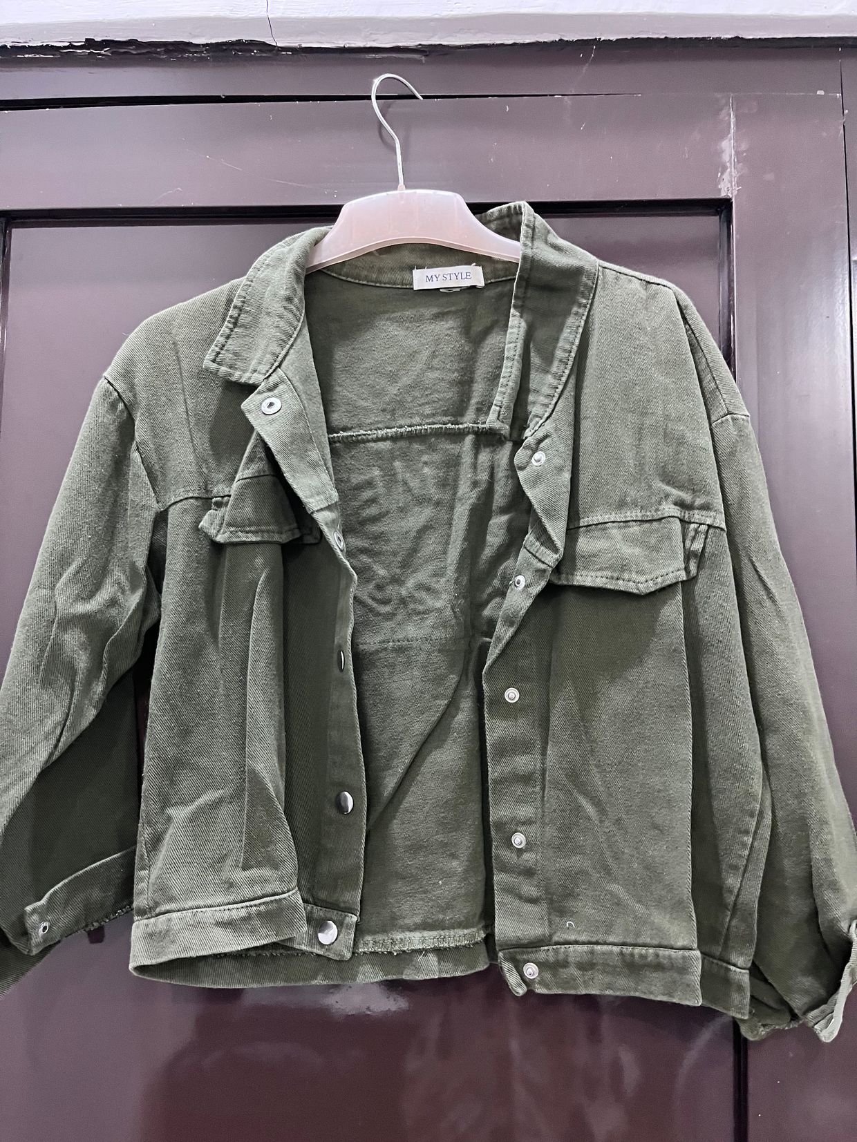 Streetwear Casual Denim jacket Wanita green