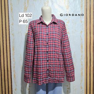 Giordano kemeja kotak kotak katun size M