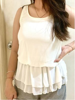 Blouse Sleeveless Ruffle Layer Broken White