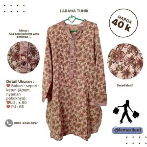 Tunik wanita panjang coklat motif bunga