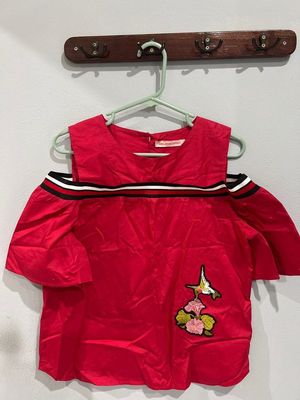 Red Off-Shoulder Blouse Size M
