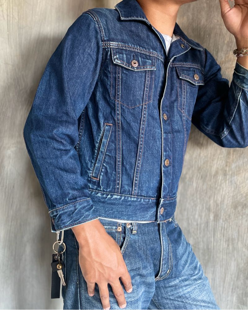 GAP Denim Jacket Trucker Blue Indigo Jeans Fading, foto 6