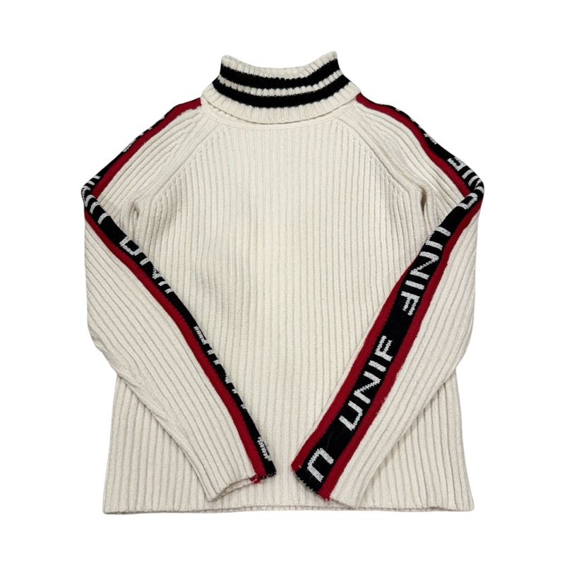 UNIF Badsport Ribbed Knit Logo Turtleneck Pullover Sweater