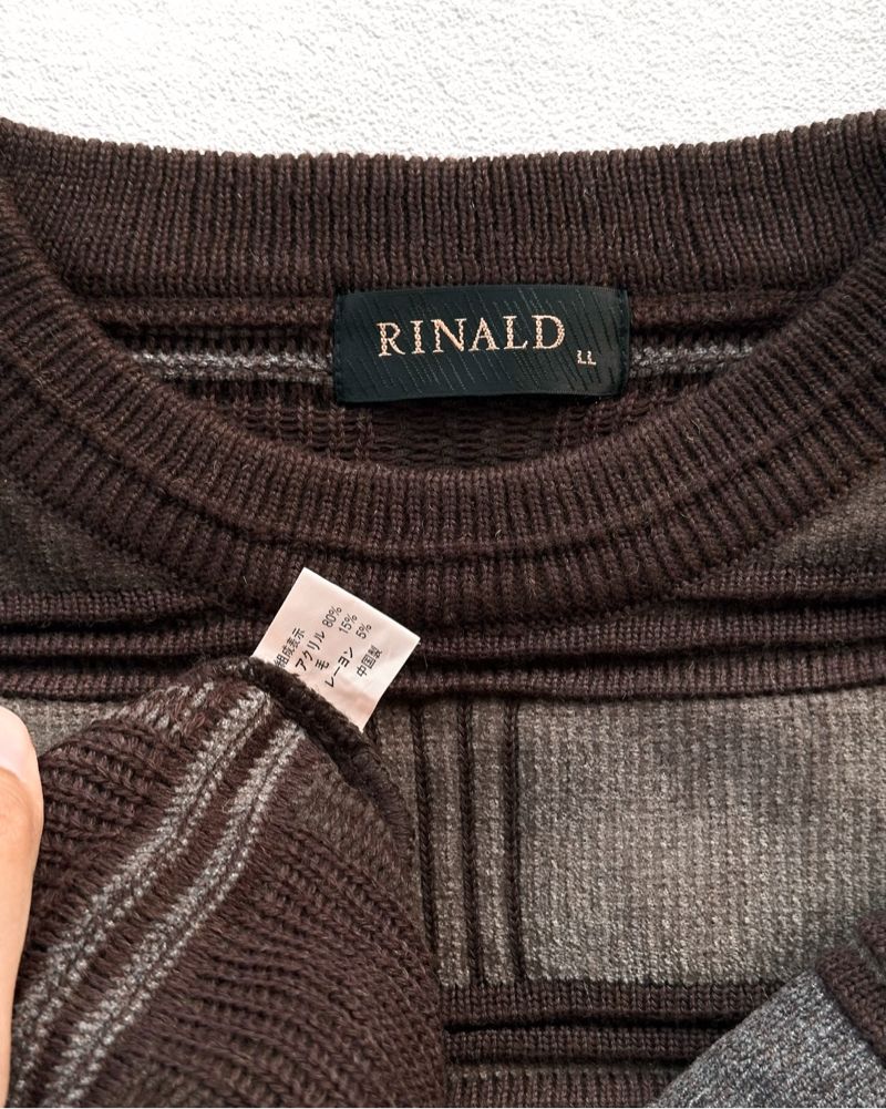 RINALD VELVET SQUARE BROWN VTG PATTERN KNITWEAR, foto 3