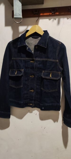 Jaket jeans semi crop dark navy