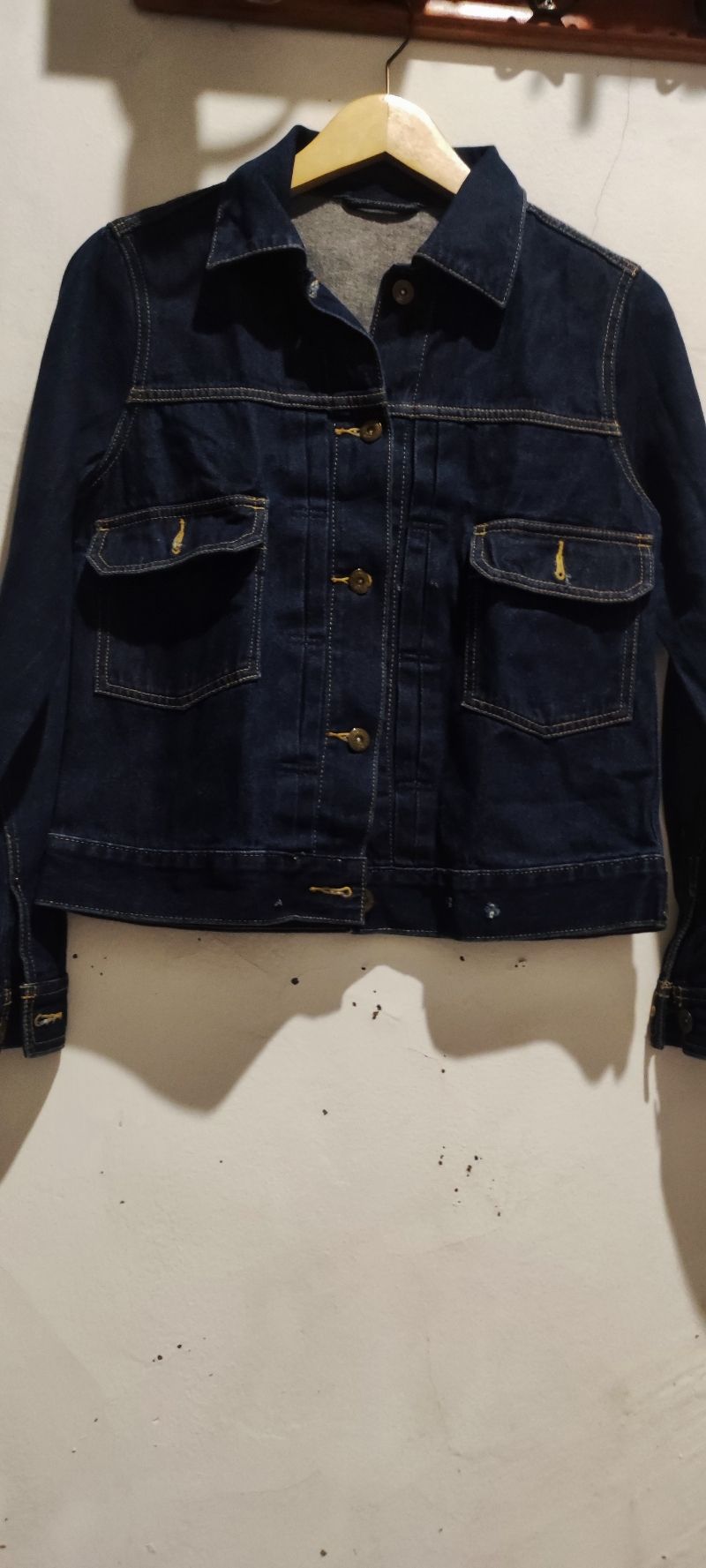 Jaket jeans semi crop dark navy, foto 2