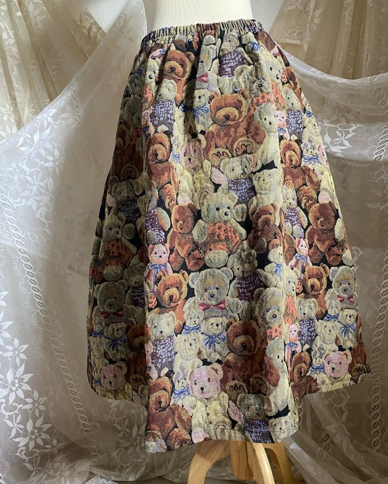 Vintage tapestry bear teksture skirt, foto 4