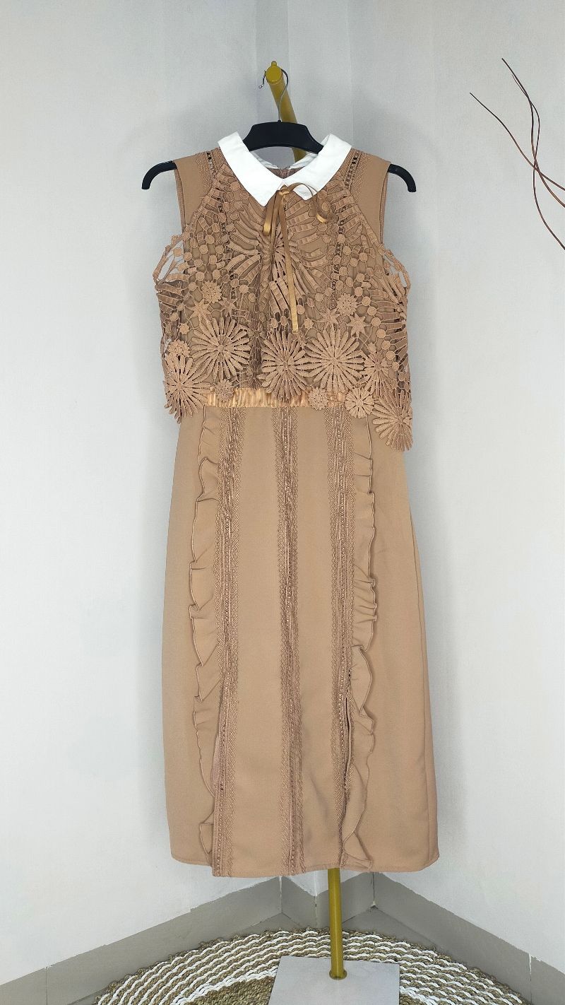Dress brokat coklat, foto 2