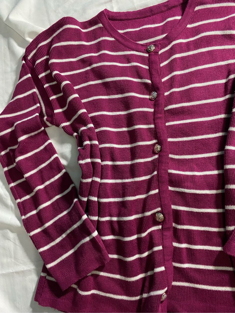 cardigan stripe burgundy, foto 2