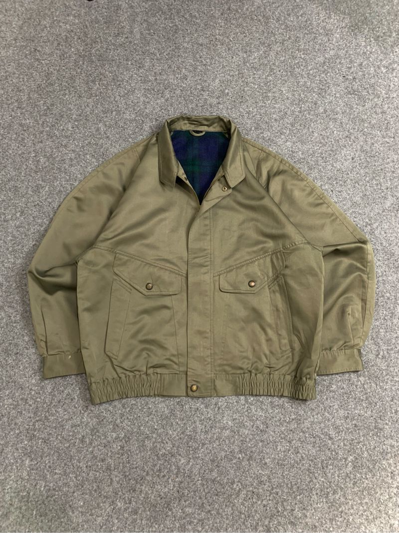 Flight Harrington Jacket Vintage Boxy Hijau Army - Preloved