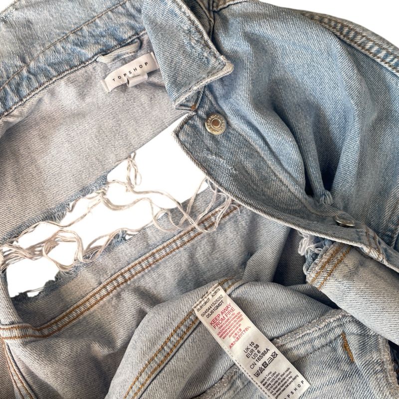 topshop washed blue ripped denim oversized jacket, foto 8