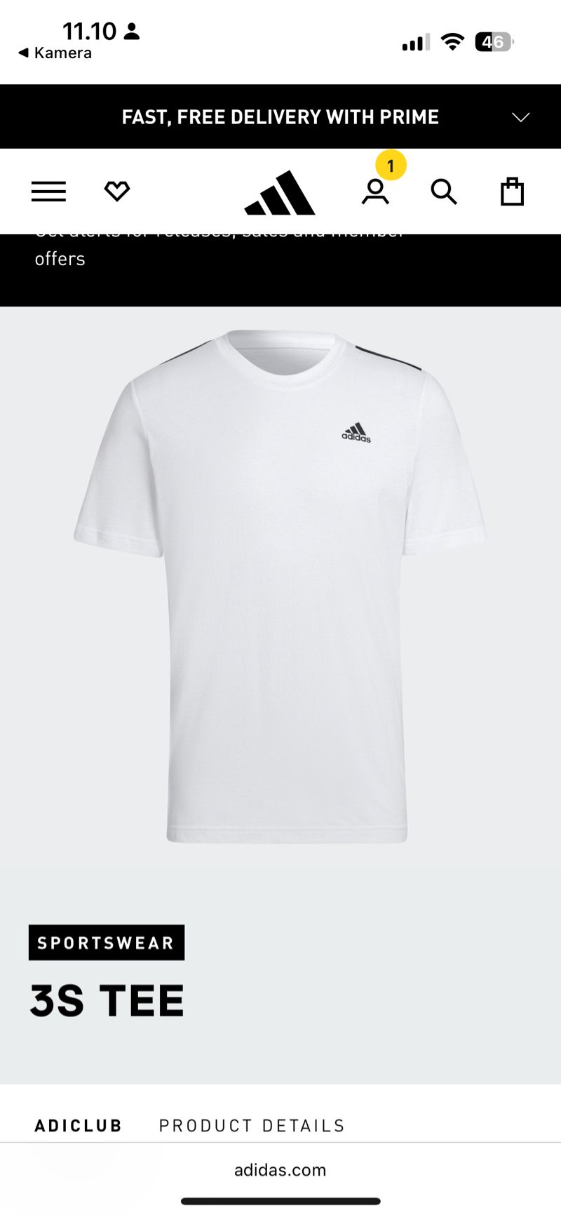 Kaos Adidas 3S Tee Original, foto 2