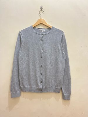 Cardigan uniqlo abu grey oneck basic