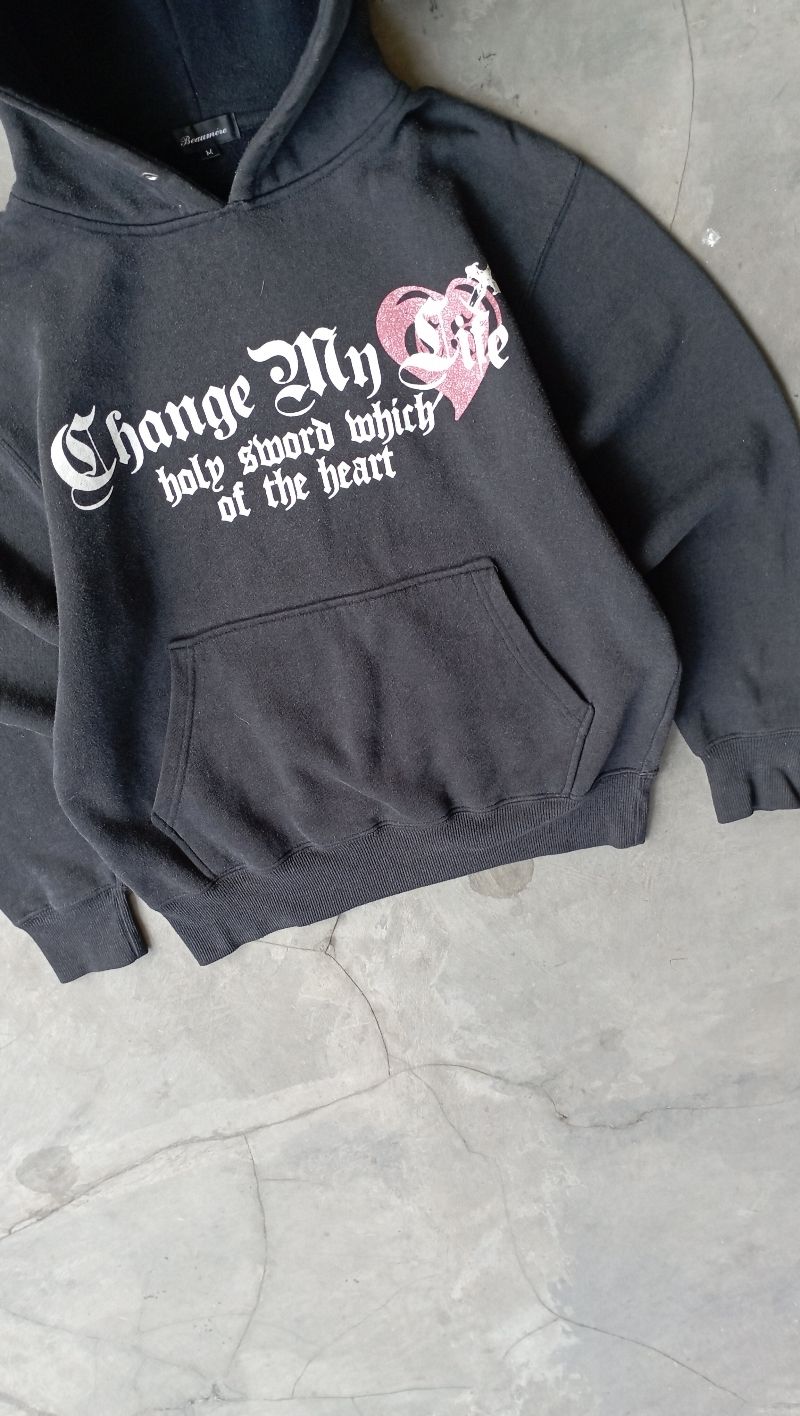 Vintage Hoodie Black Boxy, foto 3