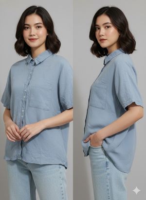 Kemeja pendek linen polos abu
