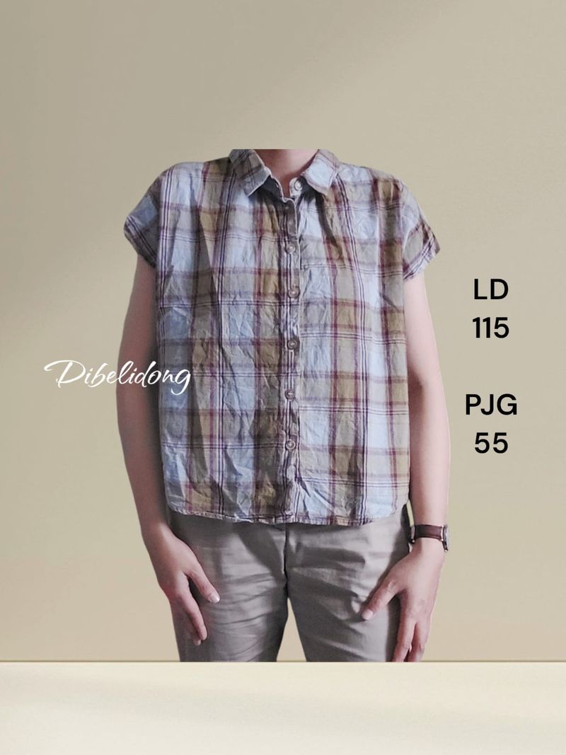 Kemeja kotak kotak bahan katun, foto 6