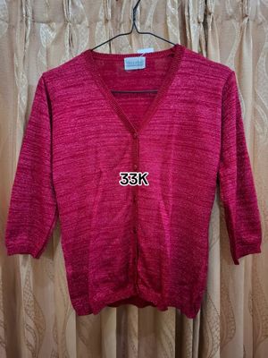 Casual Cardigan Wanita burgundy