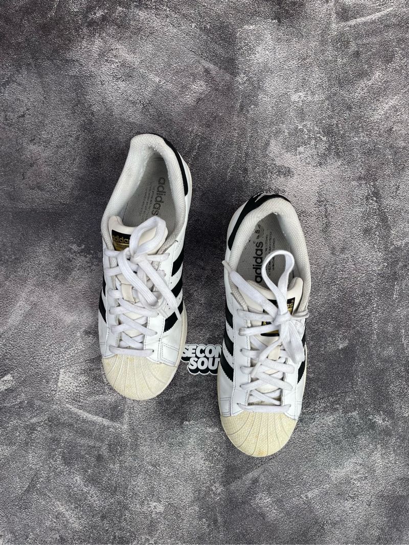 Sepatu Adidas Superstar Leather White Black, foto 3