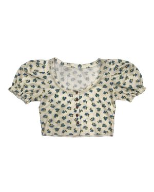 Coquette Floral Crop Top Y2K Cottagecore Fairycore Babydoll