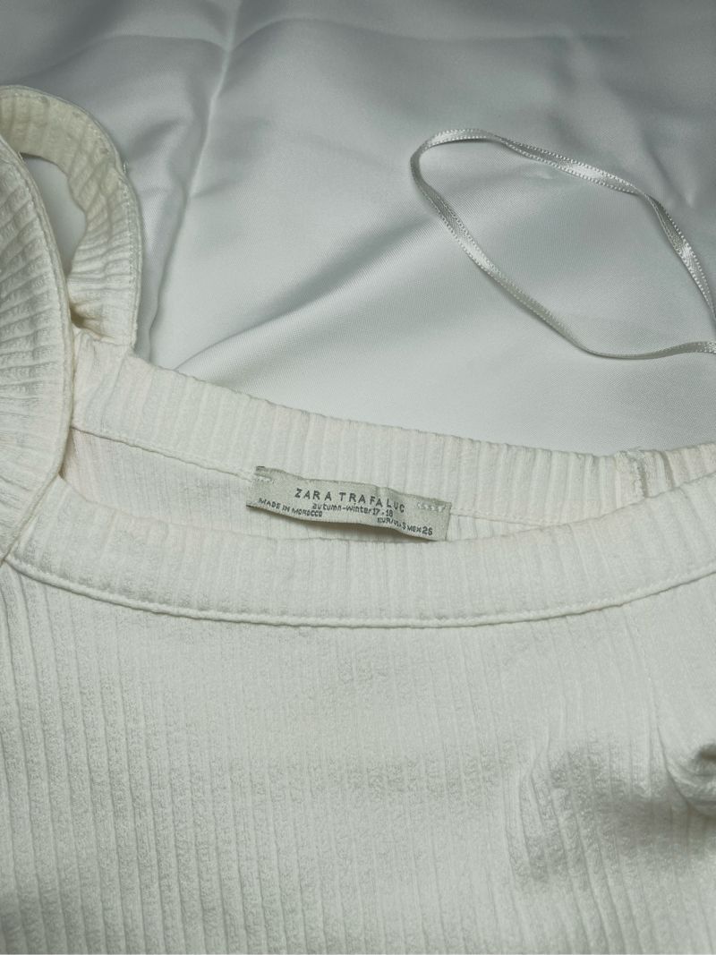 ZARA TRF Ribbed Top - Broken White, foto 3