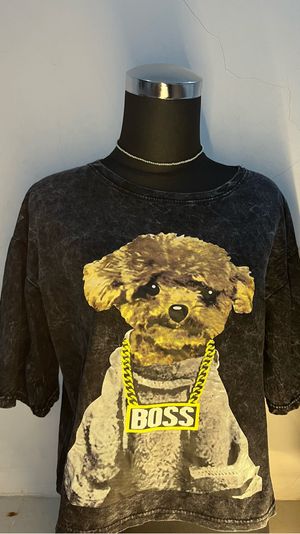 Kaos Motif Denim Black Dogi
