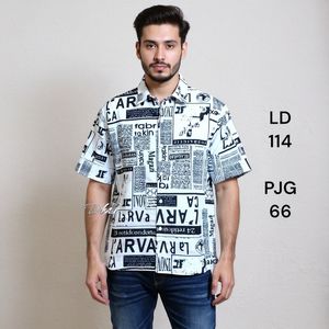 Kemeja pendek motif koran