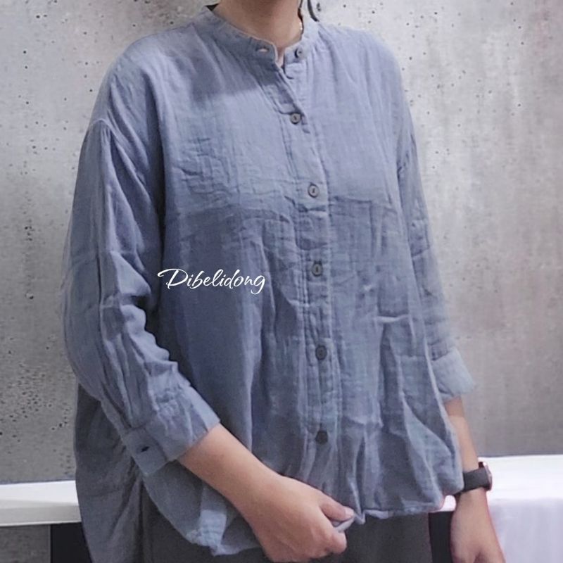 Kemeja blouse panjang abu polos, foto 3
