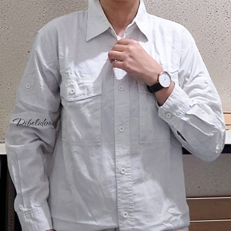 Kemeja panjang poket polos, foto 2