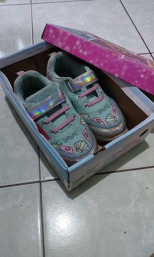 Sepatu Anak LED Original Disney Princes Ariel little mermaid