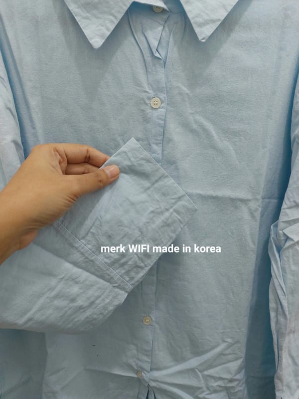 Kemeja panjang biru muda polos, foto 2
