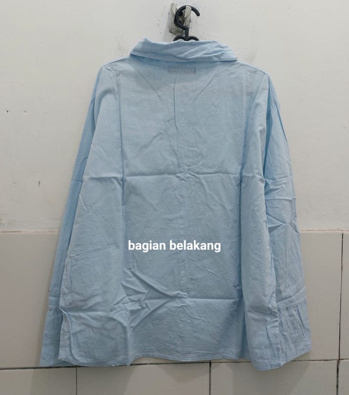 Kemeja panjang biru muda polos, foto 3