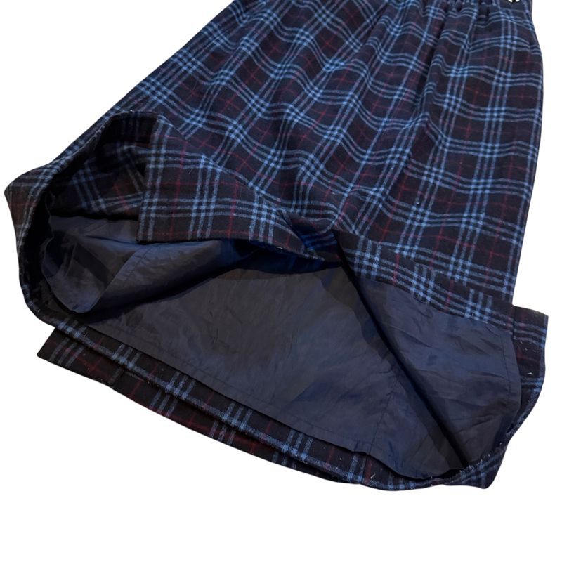 Vintage 60s Buttons Blue Wool Tartan Plaid Checkered Pattern, foto 7