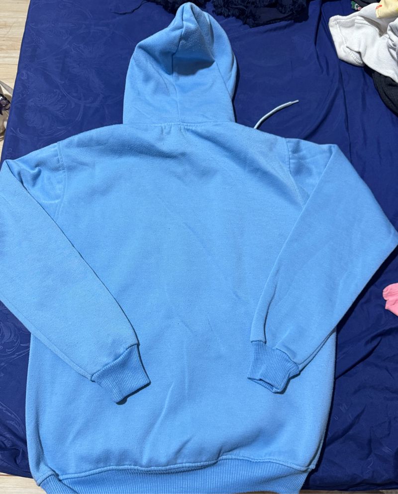Hoodie biru - bahan tebal, foto 3
