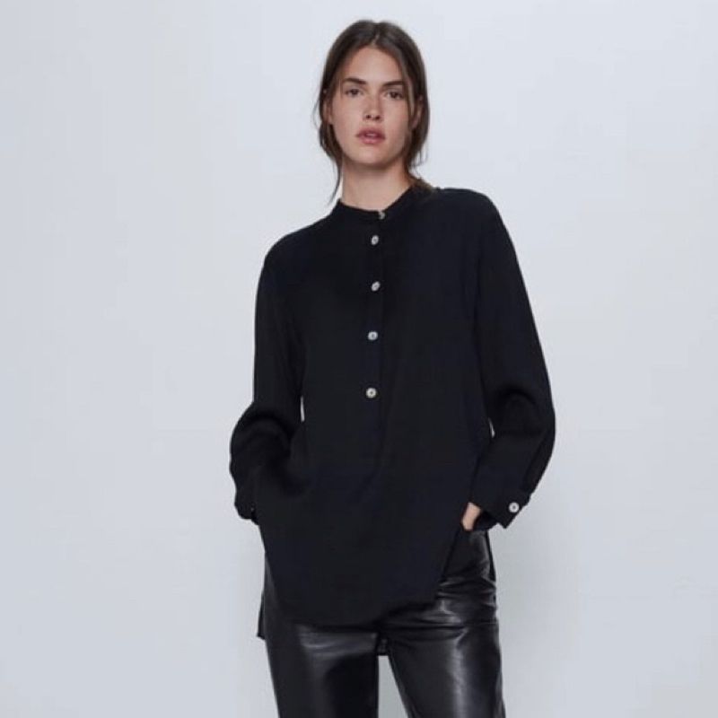 ZARA MANDARIN COLLAR BLOUSE SPLIT HEM SHE’LL BUTTON, foto 3