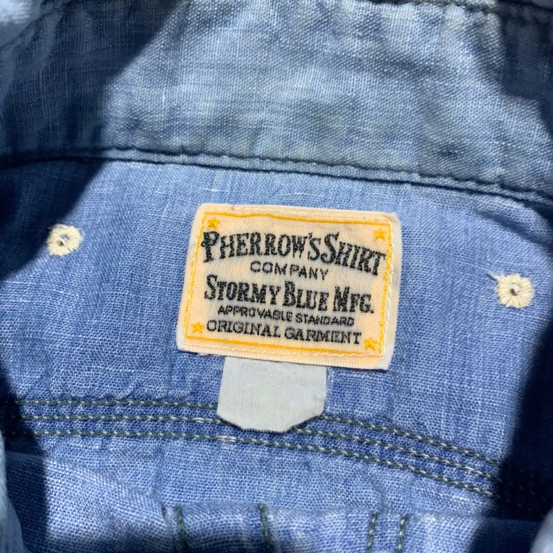 Pherrow's 770WS Chambray Shirt Blue Made in Japan, foto 3