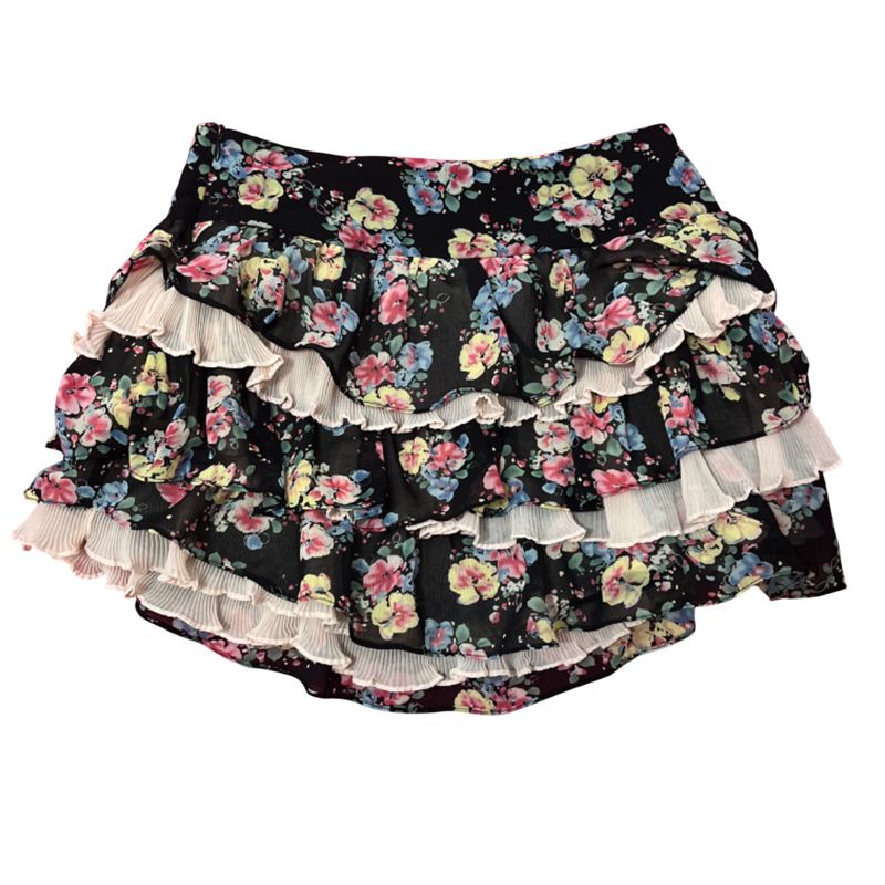 ruffle tier mini skirt floral pattern lace layer coquette, foto 2