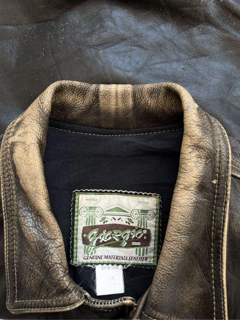 Vintage Leather jacket Pria cream tan, foto 3