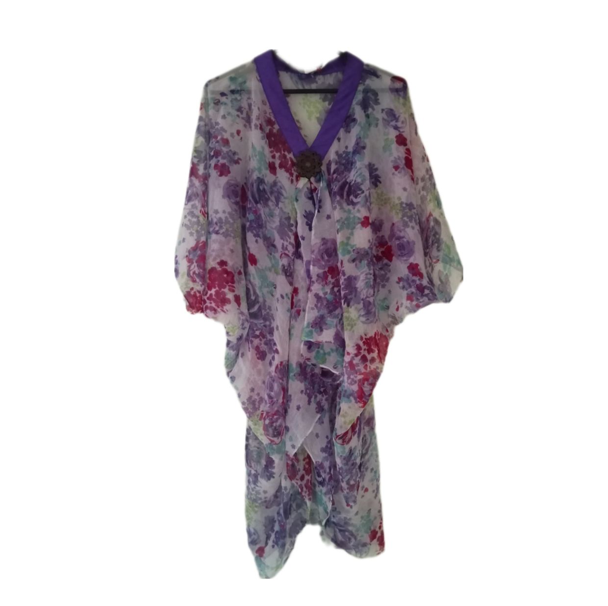 Vintage Blouse Wanita purple white