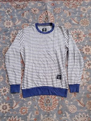 Retro Casual Navy & White Stripped Sweatshirt