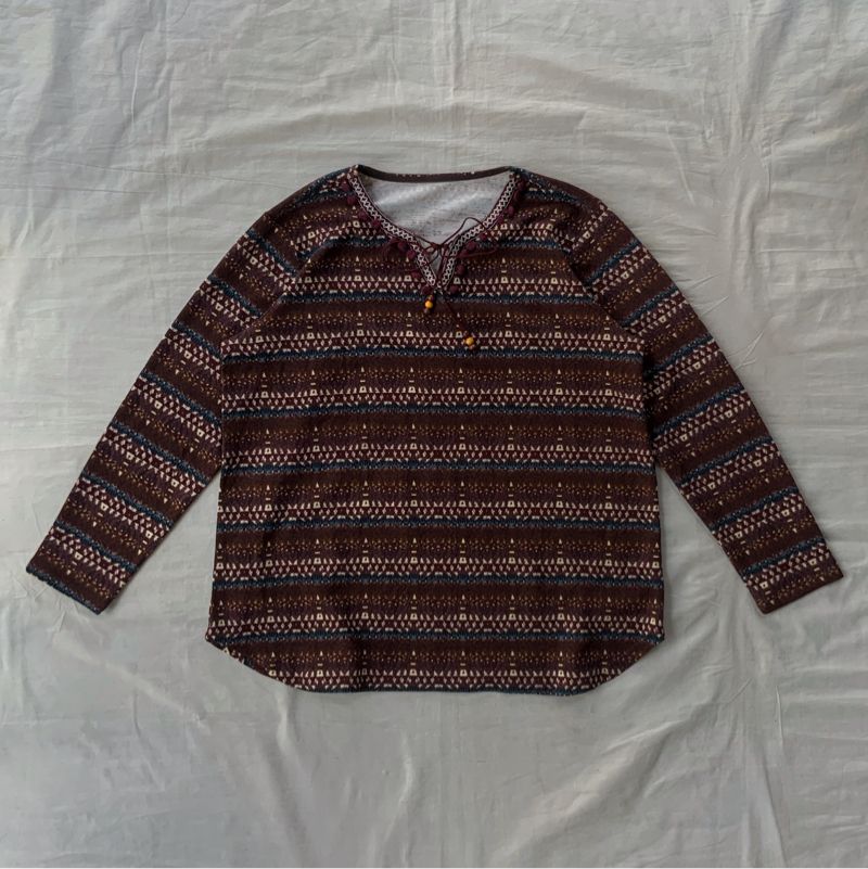 Kurta Hippie Cottage Stripped Patterned Longsleeve Shirt, foto 2