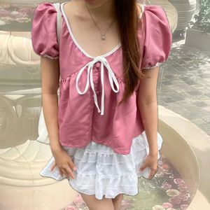 PRELOVED Pink Ribbon Coquette Top