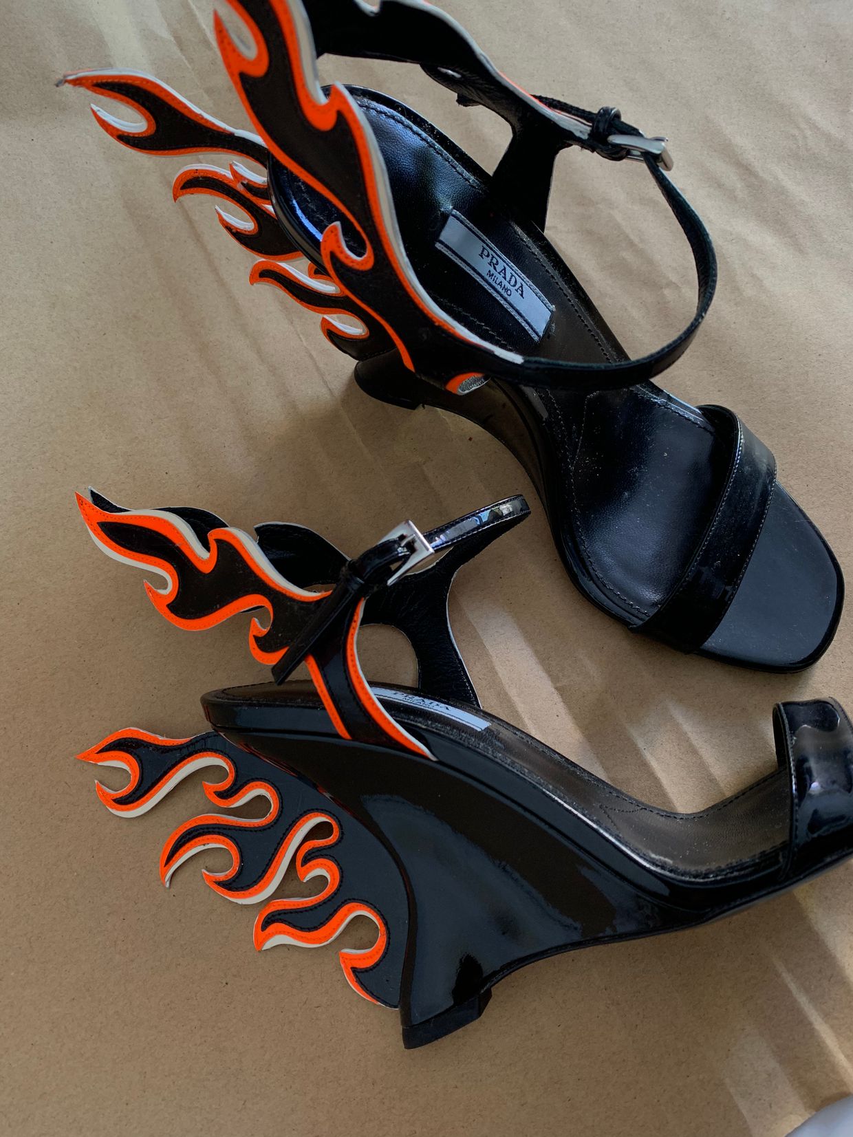 PRADA FLAME WEDGES IN BLACK Size, foto 4