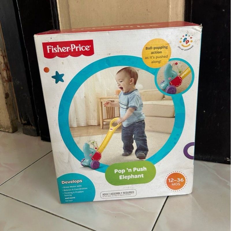 (BARU) Fisher Price Pop ‘n Push Elephant untuk Latihan Jalan