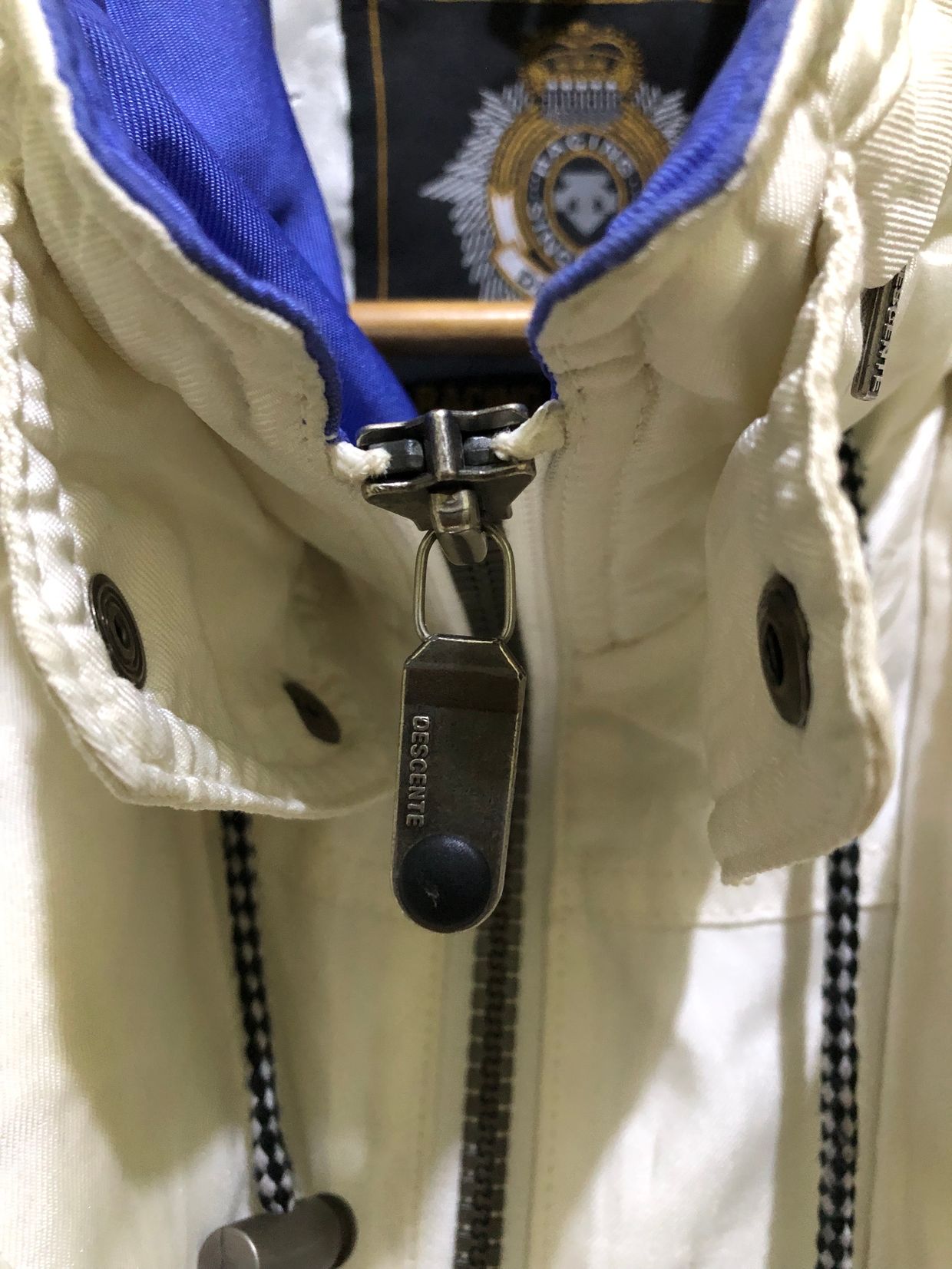 Descente Vintage Biker Leather jacket Pria white navy, foto 5