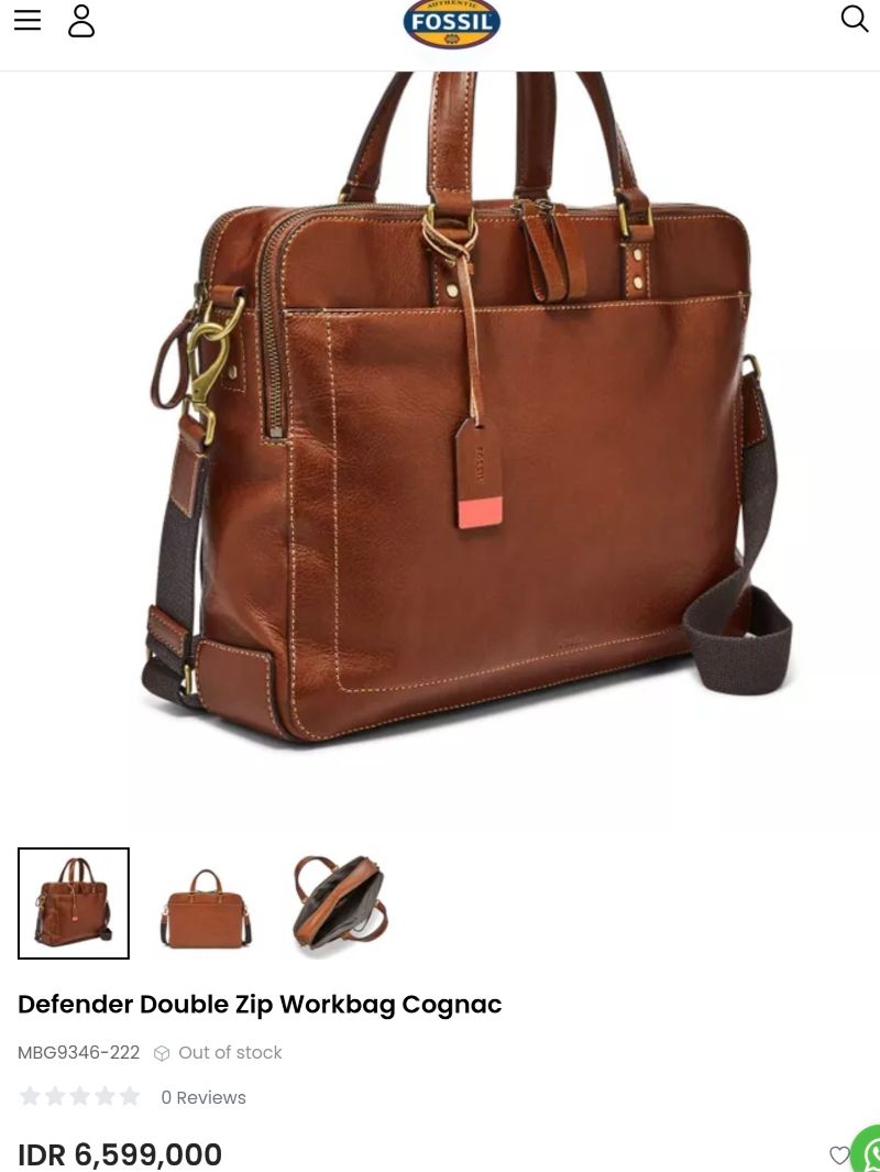 FOSSIL Defender Double Zip Workbag Cognac, foto 2