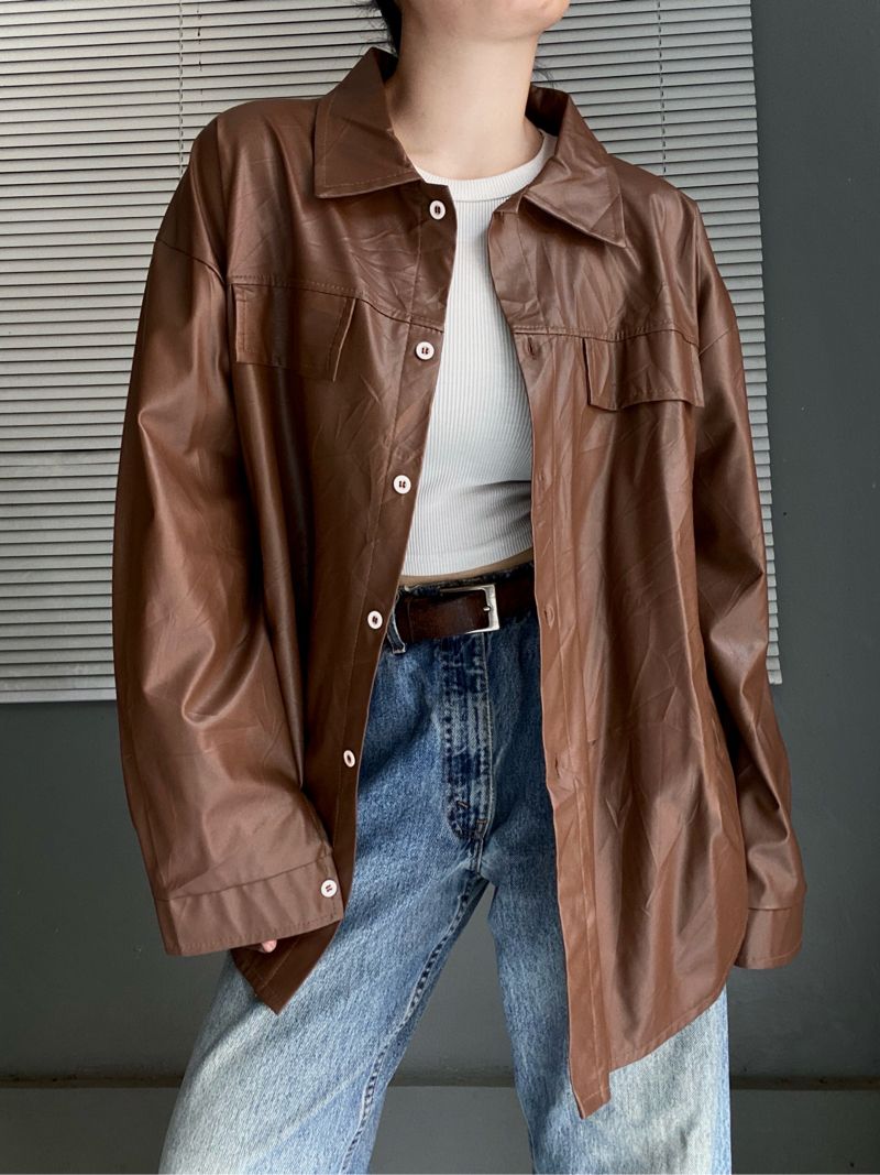 LEATHER KEMEJA OVERSIZE, foto 3